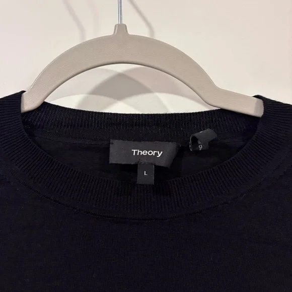 THEORY Black Crewneck Sweater in Regal Wool